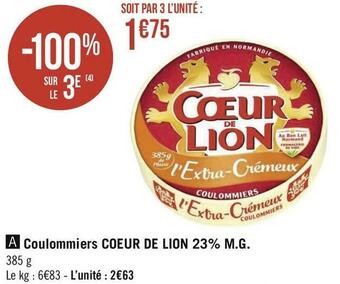 Géant Casino Coeur de lion coulommiers 23% m.g. offre