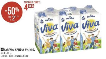 Géant Casino Candia lait viva 1% m.g offre