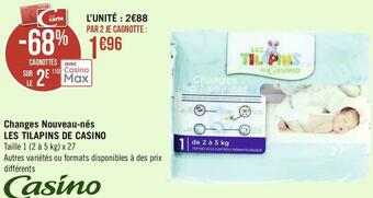 Les tilapins de casino changes nouveau-nés