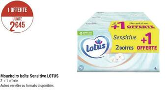 Géant Casino Lotus mouchoirs boîte sensitive offre