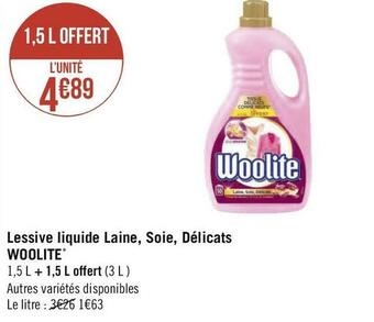 Géant Casino Woolite lessive liquide laine, soie, délicats * offre