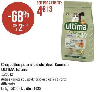 Géant Casino Ultima croquettes pour chat stérilisé saumon nature offre