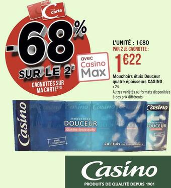 Géant Casino Casino mouchoirs étuis douceur quatre épaisseurs offre
