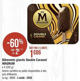 Géant Casino Magnum bâtonnets glacés double caramel offre