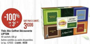 Géant Casino Lipton thés bio coffret découverte offre
