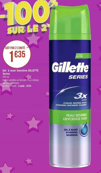Géant Casino Gillette gel à raser sensitive series offre