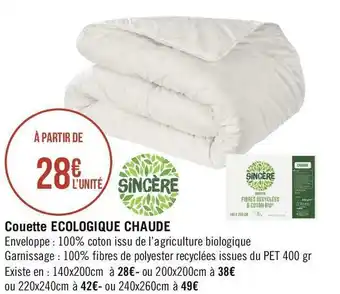 Géant Casino Casino couette ecologique chaude offre
