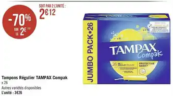 Géant Casino Tampax tampons régulier compak offre