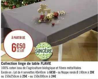 Géant Casino Sincère collection linge de table flavie offre