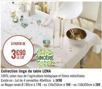Géant Casino Casino collection linge de table lena offre