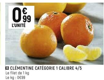 Spar Clémentine catégorie 1 calibre 4/5 offre