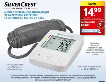 Lidl SilverCrest Tensiomètre de bras offre