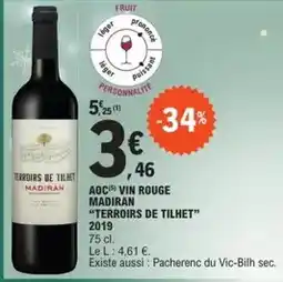 E.Leclerc Vin rouge madiran terroirs de tilhet 2019 offre