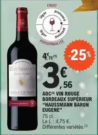 E.Leclerc Haussmann - vin rouge bordeaux supérieur baron eugene offre