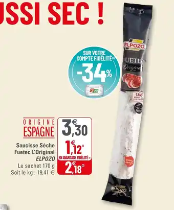 G20 Saucisse seche fuetec l'original offre