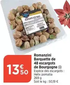 Bi1 Romanzini barquette de 48 escargots de bourgogne offre