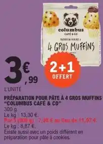 E.Leclerc Columbus - préparation pour pâte à 4 gros muffins offre