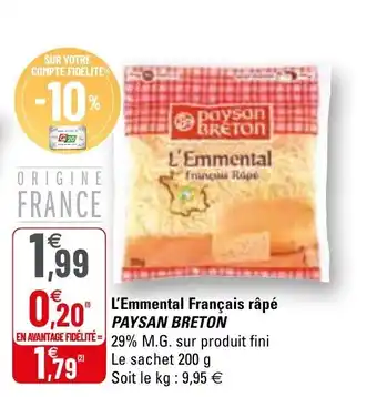 G20 L'emmental français râpé PAYSAN BRETON offre