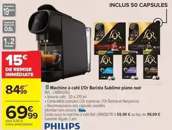 Carrefour L'or - machine à café l'or barista sublime piano noir offre