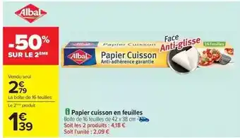 Carrefour Albal - papier cuisson en feuilles offre