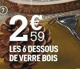 Centrakor Les 6 dessous de verre bois offre