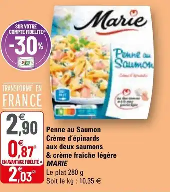 G20 Penne au saumon crème d'épinards offre