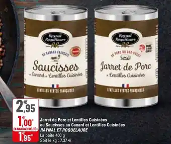 G20 Jarret de porc et lentilles cuisinées offre