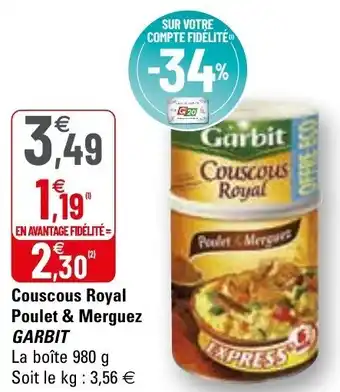G20 Couscous royal poulet & merguez GARBIT offre