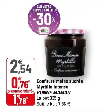 G20 Confiture moins sucrée myrtille intense BONNE MAMAN offre