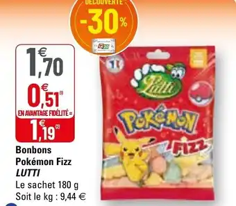 G20 Bonbons pokémin fizz LUTTI offre