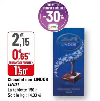 G20 Chocolat noir LINDOR LINDT offre