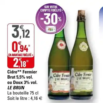 G20 Cidre fermier brut offre