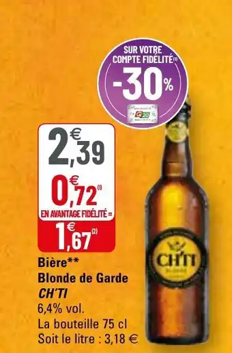 G20 Bière blonde de garde CH'TI offre