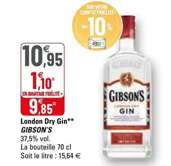 G20 London dry gin GIBSON'S offre
