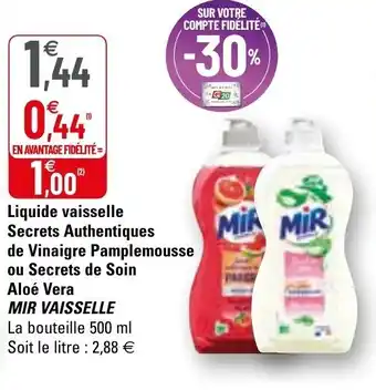 G20 Liquide vaisselle secrets authentiques de vinaigre pamplemousse offre