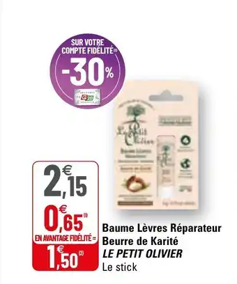 G20 Baume lèvres réparateur beurre de karité LE PETIT OLIVIER offre