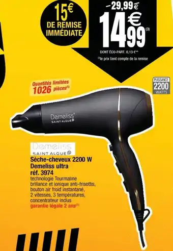 Cora x Carrefour Sèche-cheveux 2200 W demeliss ultra offre