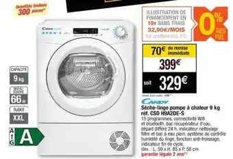 Cora x Carrefour Sèche-linge pompe à chaleur 9 kg offre