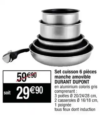 Cora x Carrefour Set cuisson 6 pieces manche amovible offre