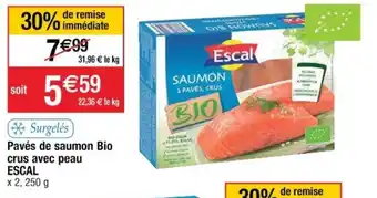 Cora x Carrefour Pavés de saumon Bio crus avec peau offre
