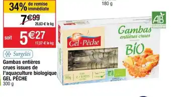 Gambas entières crues issues de l'aquaculture biologique