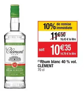 Cora x Carrefour Rhum blanc 40% vol. offre