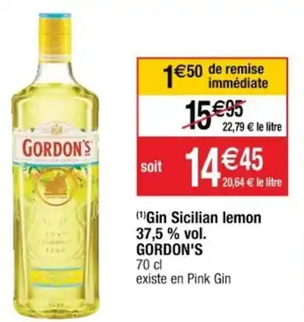 Cora x Carrefour Gin Sicilian lemon 37,5% vol. offre