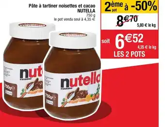 Cora x Carrefour Pâte à Tartiner Noisettes Et Cacao Nutella offre