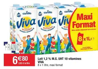 Cora x Carrefour Lait 1,2% M.G UHT 10 Vitamines Viva offre
