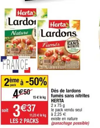 Cora x Carrefour Dés de Lardons Fumés Sans Nitrites offre