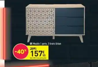 Conforama Meuble 1 Porte, 3 Tiroirs Urban offre
