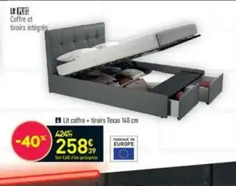 Conforama Lit Coffre + Tiroirs Texas 140cm offre