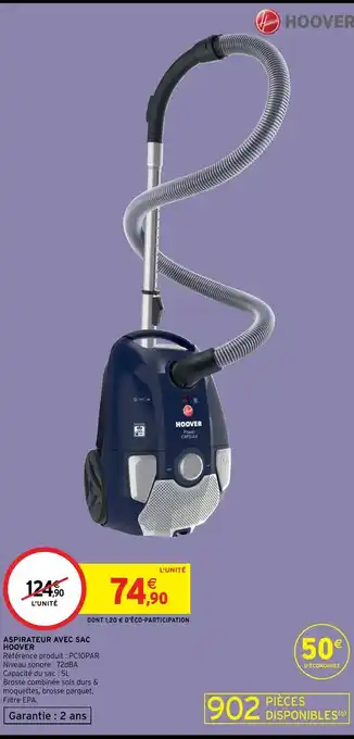Intermarché Aspirateur Avec Sac Hoover offre