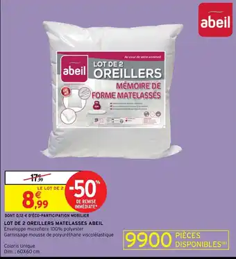 Intermarché Lot de 2 Oreillers Matelasses Abeil offre
